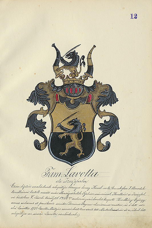 Adolf Medzihradský – Erb rodiny Lavottovcov 