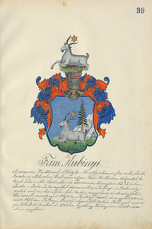 Adolf Medzihradský – Erb rodiny Kubínyiovej 