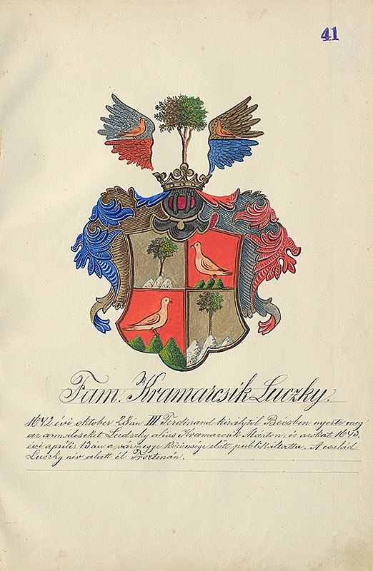Adolf Medzihradský – Erb rodiny Kramarčíkovej Luckej