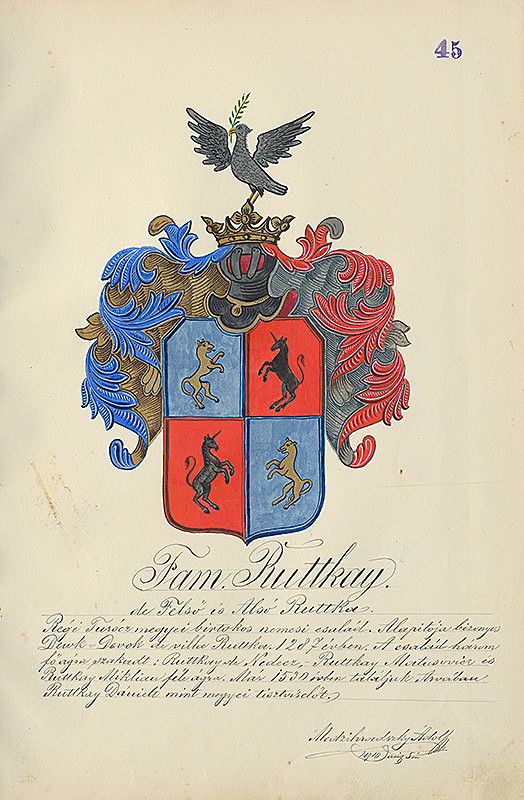 Adolf Medzihradský – Erb rodiny Ruttkayovej 