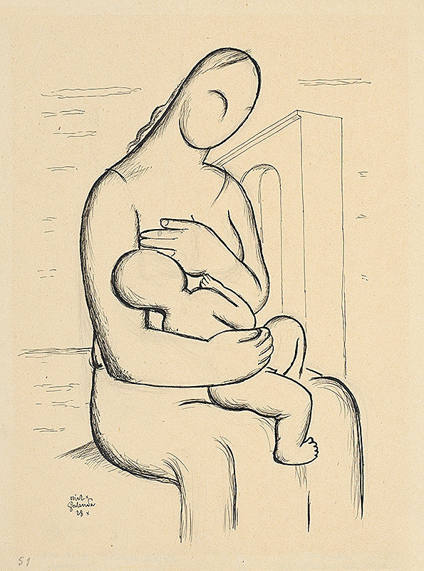 Mikuláš Galanda – Kojaca matka s architektúrou v pozadí 