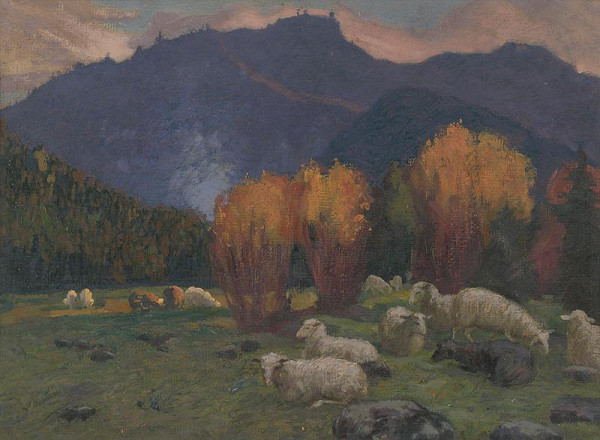 Peter Július Kern – Ovce na paši v pozdnú jeseň