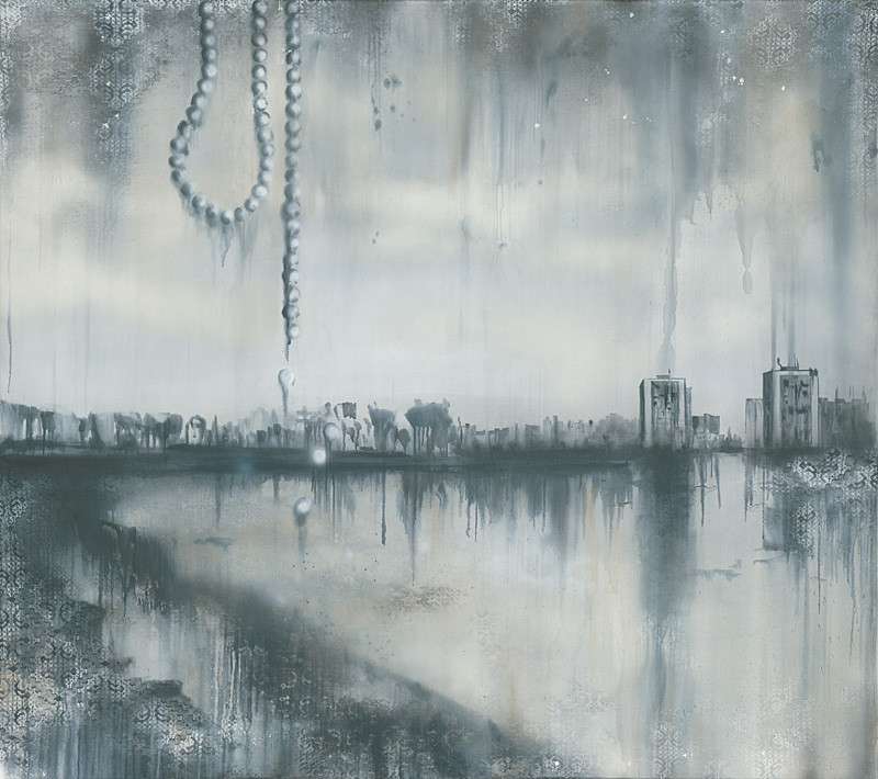 Lucia Tallová – Black Pearls / Čierne perly, 2014, akryl, plátno