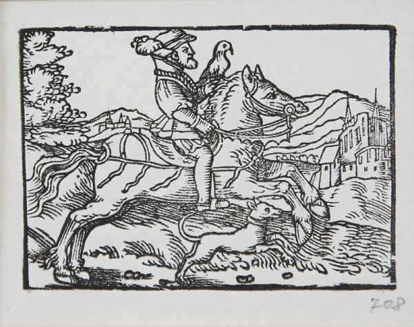 Neznámy autor – Sokoliar (Knieža ide na lov) - Ilustrácia k histórii o Valterovi a Grizelde