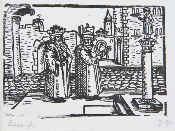 Neznámy autor – Panovník pred palácom 