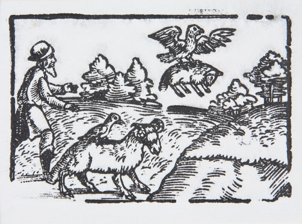 Neznámy autor – Orol, kavka a pastier - Ilustrácia k Ezopovým bájkam