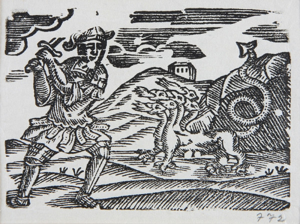 Neznámy autor – Boj rytiera s drakom 