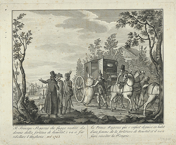 Zatta Antonio a synovia - rytci, Pietro Antonio Novelli – František II. Rákoczi na úteku z väzenia v Neustadte do Poľska v roku 1701