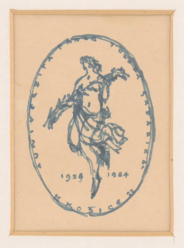 Rudolf Pribiš – Návrh averzu jub. medaily UPJŠ - Žena s vavrínovou vetievkou 