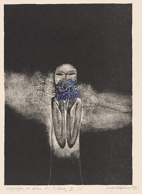 Viera Gergeľová – Litografia na tému A.S.Puškina X. 