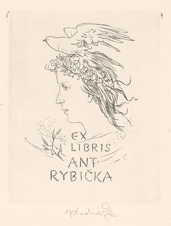 Jaroslav Vodrážka – Ex libris Ant. Rybička I. 