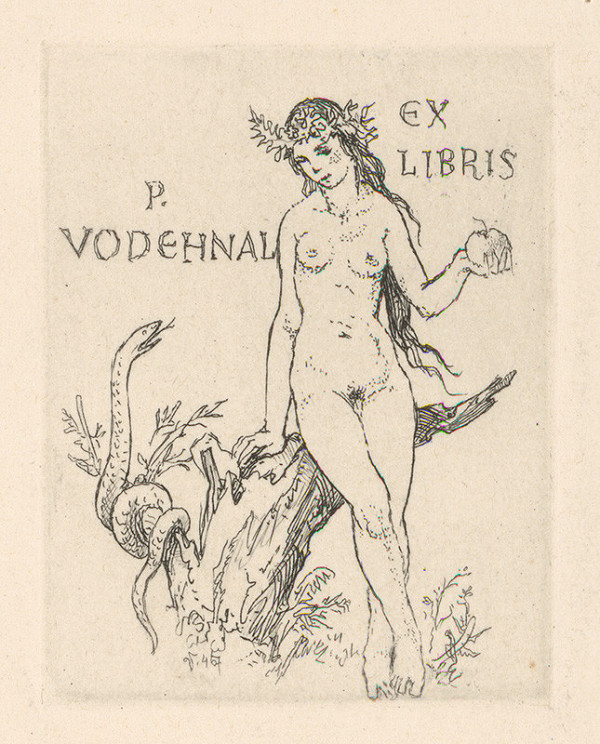 Jaroslav Vodrážka – Ex libris P. Vodehnal 