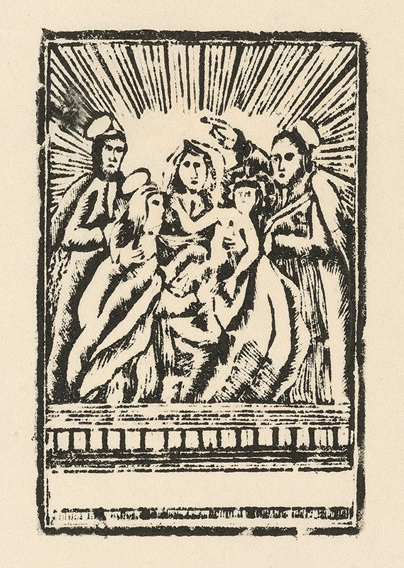 Slovenský grafik zo začiatku 19. storočia – Ježiš, Mária, Jozef, Joachym a Anna 