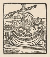 Nemecký grafik z 1. polovice 16. storočia – Plavba na člne do Svätej zeme 