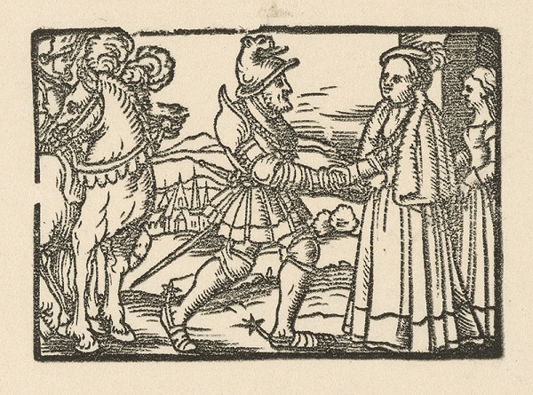 Nemecký grafik z 2. polovice 16. storočia – Stretnutie rytiera s dvornou dámou 