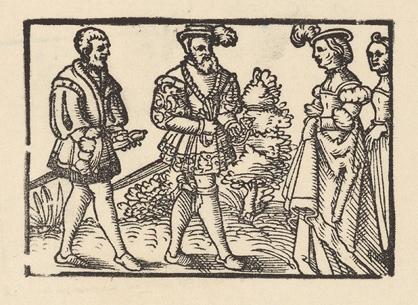Nemecký grafik z 2. polovice 16. storočia – Knieža sa zhovára s Grizeldou 