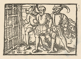 Nemecký grafik z 1. polovice 16. storočia – Dvaja rytieri vedú zajatého šľachtica 