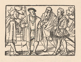 Nemecký grafik z 2. polovice 16. storočia – Rozhovor cisára s tromi šľachticmi 
