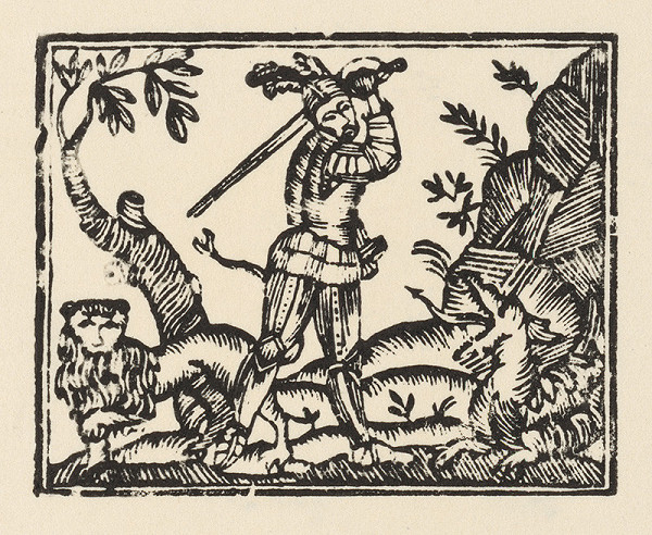 Slovenský grafik zo začiatku 19. storočia – Rytier s levom a drakom 