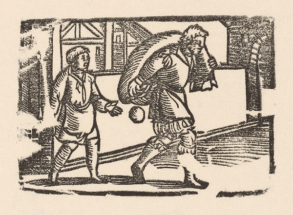 Nemecký grafik z polovice 16. storočia – Enšpígl s vrecom