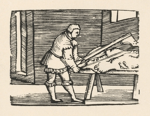 Nemecký grafik z polovice 16. storočia – Enšpígl odierajúci kožu