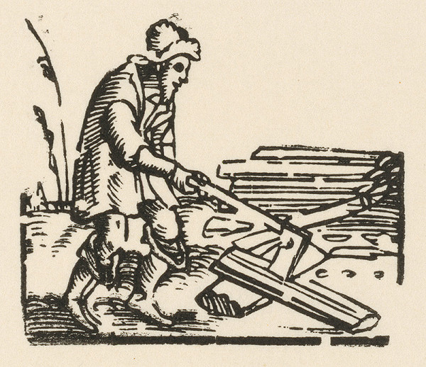 Nemecký grafik z 1. polovice 16. storočia – Muž otesávajúci kmeň