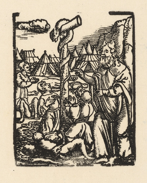 Nemecký grafik z 1. polovice 16. storočia – Mojžiš a had