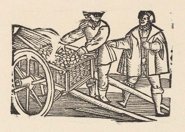 Nemecký grafik z polovice 16. storočia – Enšígl rozoberá náklad káričky 