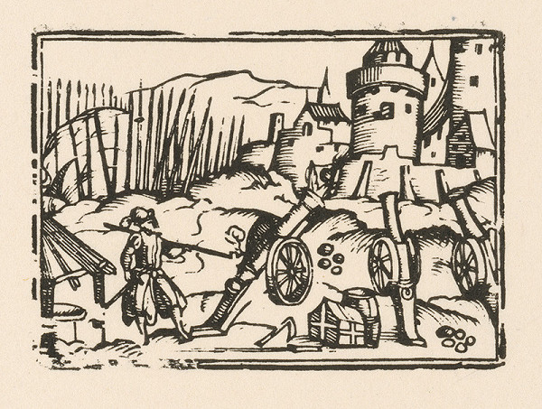 Nemecký grafik zo začiatku 17. storočia – Delá pred hradbami mesta 