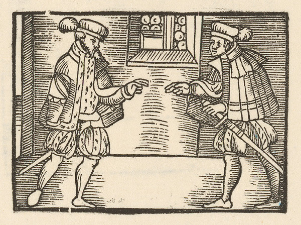 Nemecký grafik z 1. polovice 16. storočia – Rozhovor dvoch šľachticov 