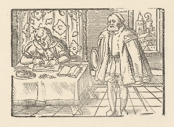 Nemecký grafik z 2. polovice 16. storočia – Knieža píše list 