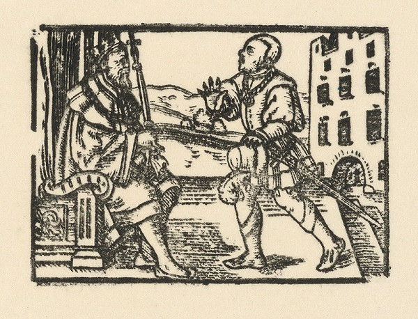 Nemecký grafik z 2. polovice 16. storočia – Rytier prináša správu cisárovi 