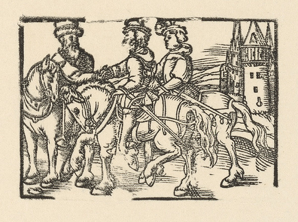 Nemecký grafik z 2. polovice 16. storočia – Rozlúčka troch jazdcov 