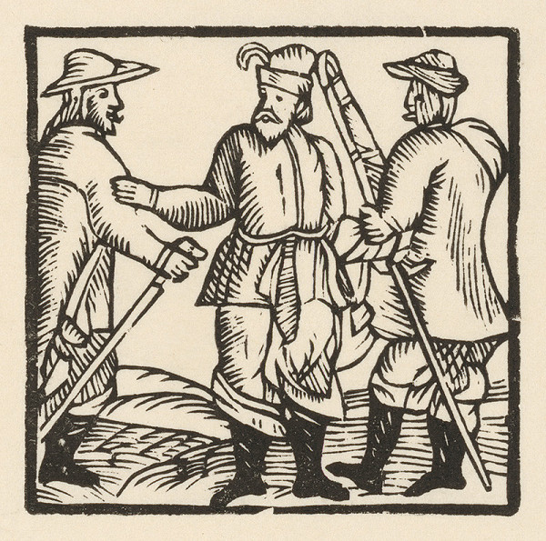 Moravský grafik z prelomu 16. - 17. storočia – Traja sedliaci 