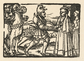 Nemecký grafik z 2. polovice 16. storočia – Stretnutie rytiera s dvornou dámou 