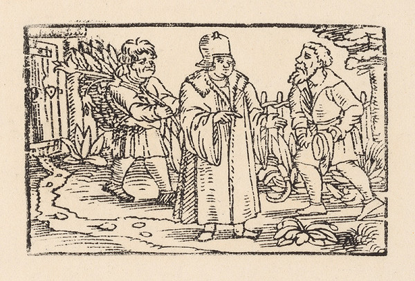 Nemecký grafik z 2. polovice 16. storočia – Ezop a Xantus u záhradníka 