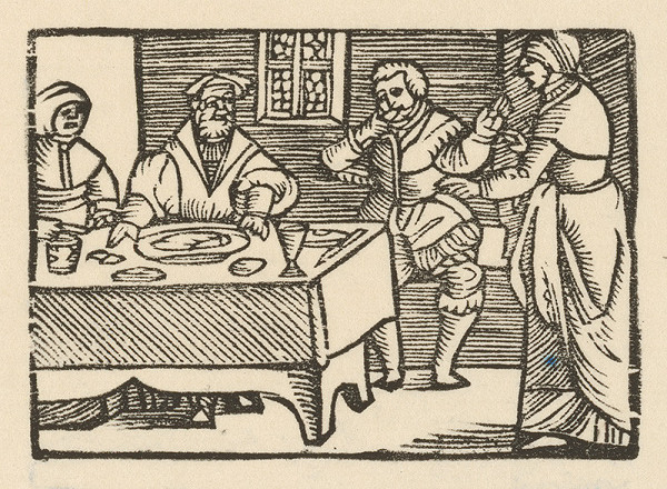 Nemecký grafik z 1. polovice 16. storočia – Enšpígl pri hostine
