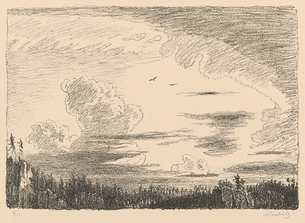 Max Švabinský – Večerná obloha nad skaliskami 