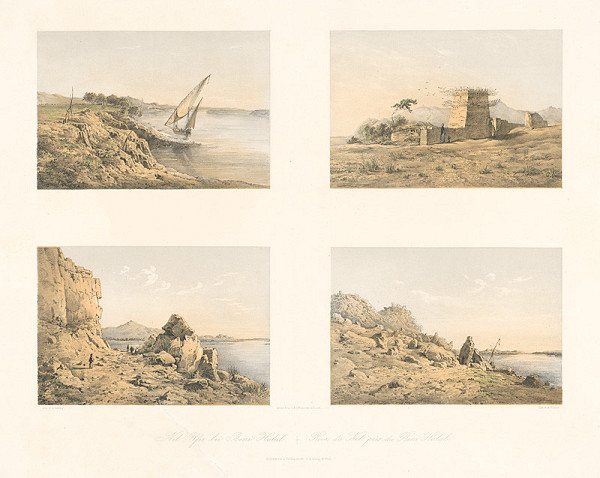 Karol Ľudovít Libay – List z albumu Egypt. (4 grafiky: Breh Nílu Beni Halal) 