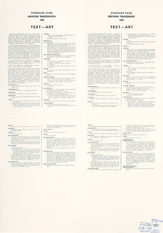Stanislav Filko – Stanislav Filko: Transcendentálna meditácia – TEXT ART   