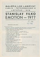 Stanislav Filko – Stanislav Filko: EMOTION –1977 (kat. vyd. Galeria LDK Labirynt, Lublin)  