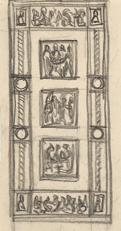 Rudolf Pribiš – Štúdia k dverám na Slavíne I. 