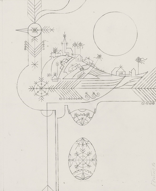 Oto Opršal – Kresba k obrazu Jarná krajina 1980 