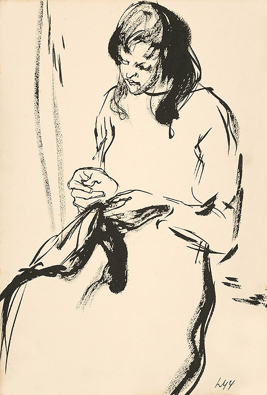 Vincent Hložník – Štúdia vyšívajúcej ženy 