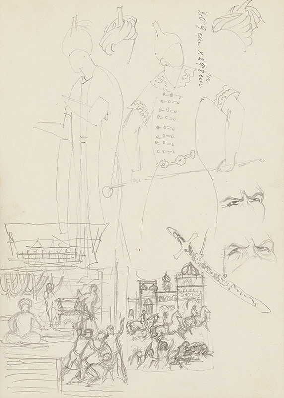 Emil Makovický – Rozprávky z tisíc a jednej noci. Skice malé. (Skica č.9) 