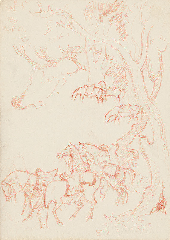 Emil Makovický – Rozprávky z tisíc a jednej noci. Skice malé. (Skica č.12) 