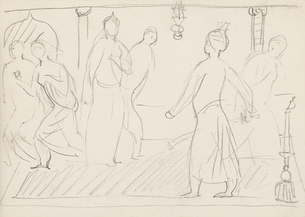 Emil Makovický – Rozprávky z tisíc a jednej noci. Skice malé. (Skica č.19) 