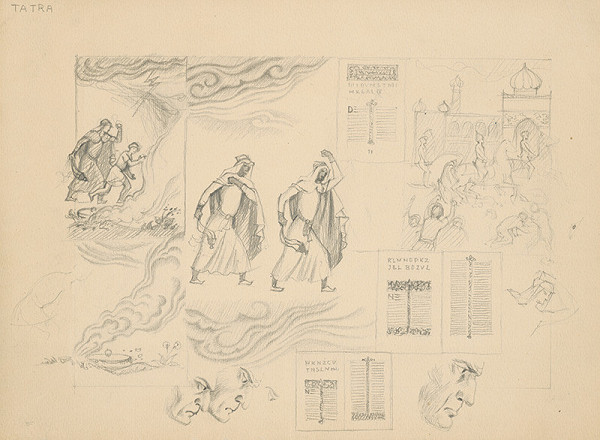 Emil Makovický – Rozprávky z tisíc a jednej noci. Skice veľké. (Skica č.2) 