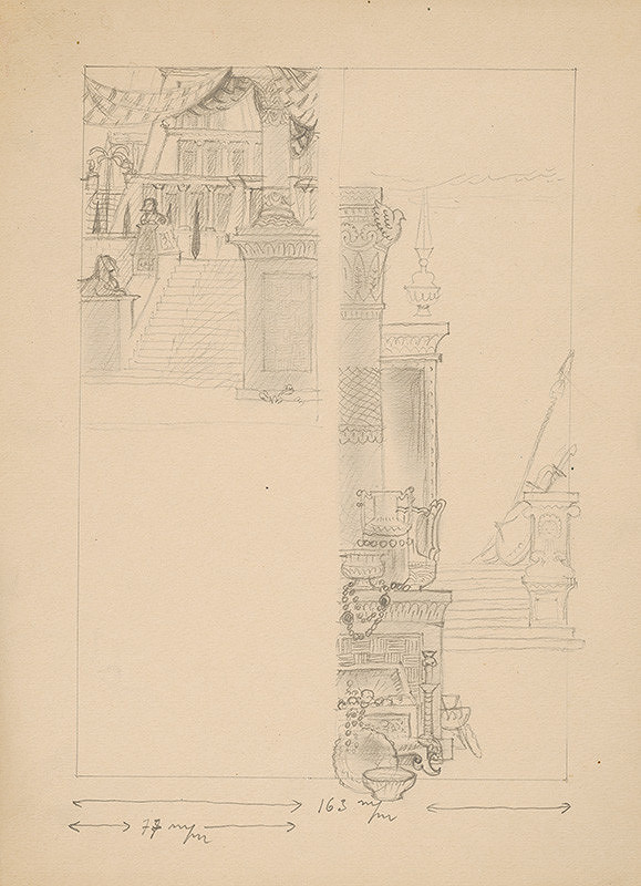 Emil Makovický – Rozprávky z tisíc a jednej noci. Skice veľké. (Skica č.9) 