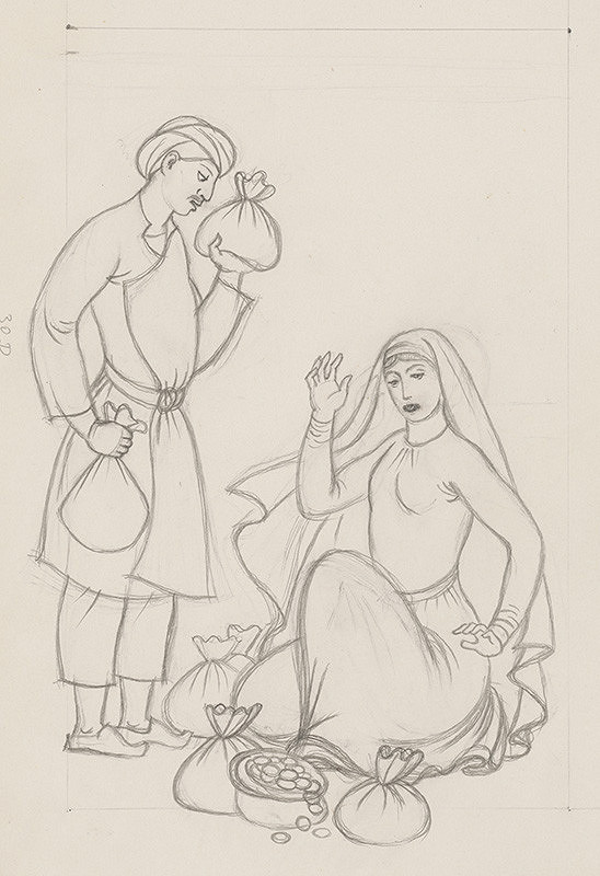 Emil Makovický – Rozprávky z tisíc a jednej noci. Štúdie. (Štúdia č.7) 